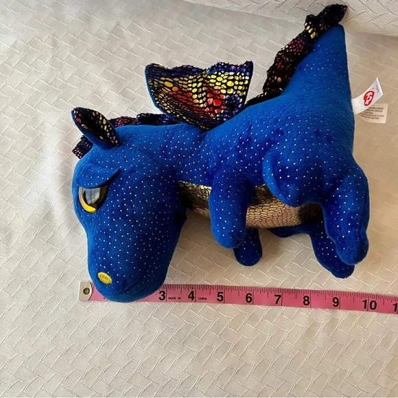 Ty Saffire Dragon Plush Blue Meallic Gold 9 in. Fantasy Cute Colorful - Picture 7 of 8